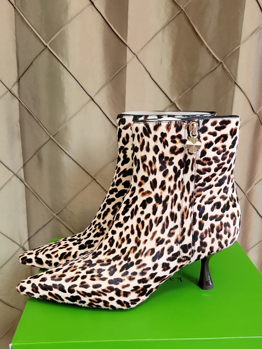 NWT- Kate Spade ‘Adele Downtown Leopard’ Calf-Hair Kitten Heel Ankle Bootie